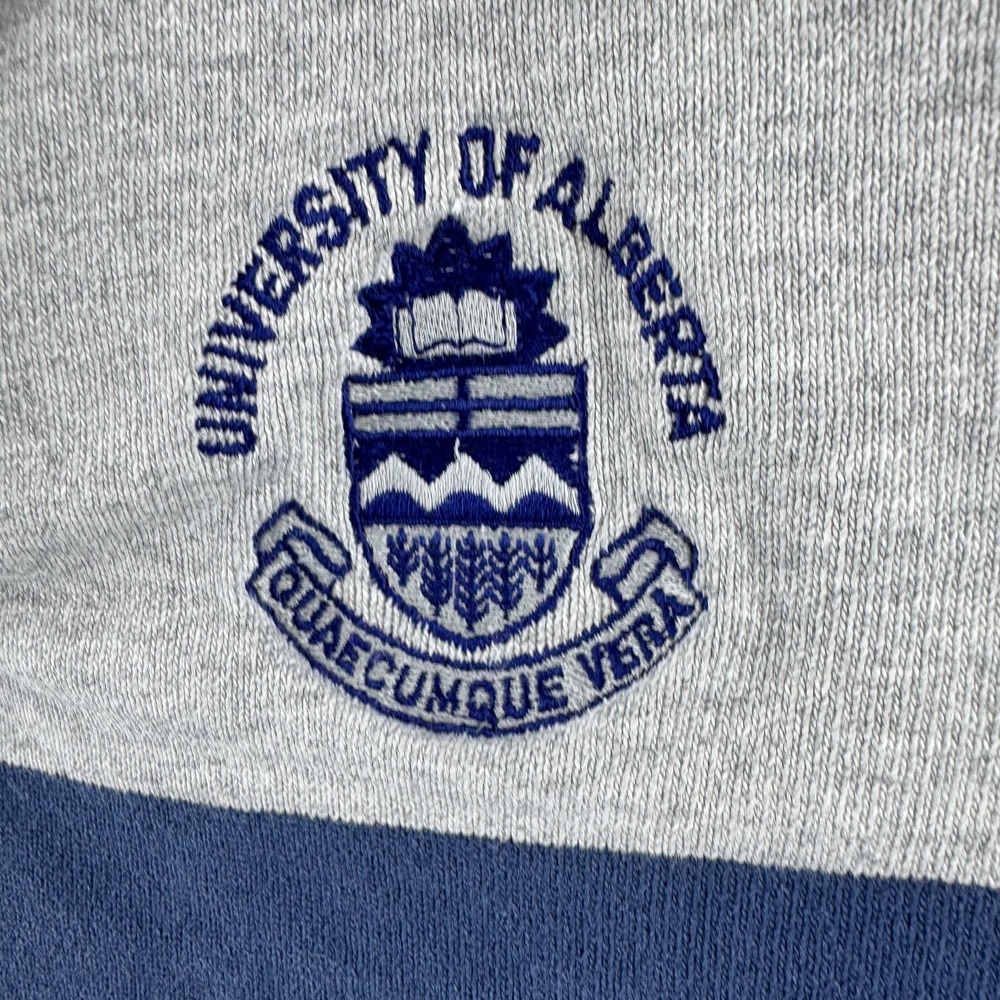 Vintage University of Alberta Rugby‎ Shirt Mens XL Gray Barbarian Cotton 90s - Picture 5 of 16